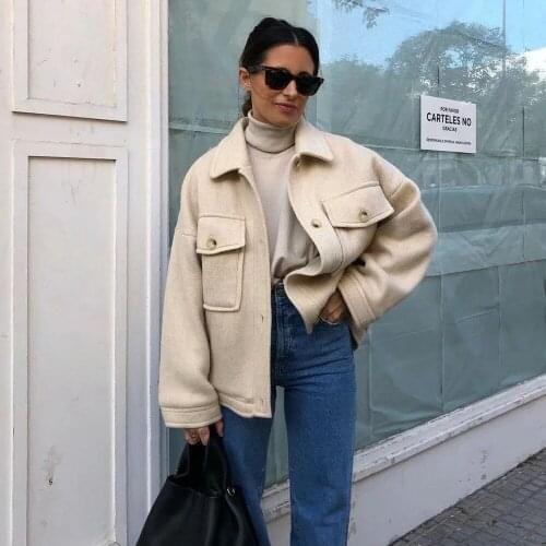 New Pop Women Jacket Long Sleeves Pockets Warm Thicken Oversized Casual Vogue High Street Woman Coat Outfits Tops