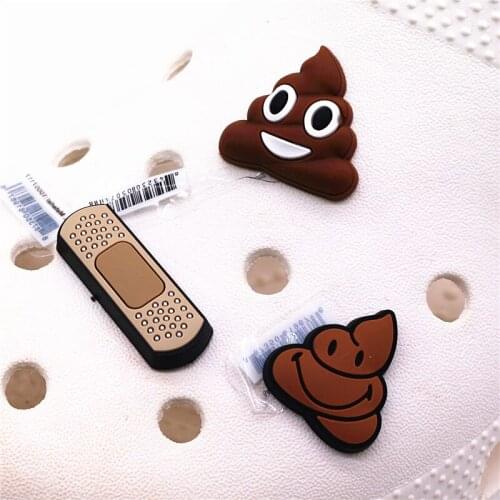 Novelty Interesting Cartoon Shit Croc Charms Accessories Excrement Bandage PVC Shoe Buckle Decoration for Kids X-mas Party Gifts