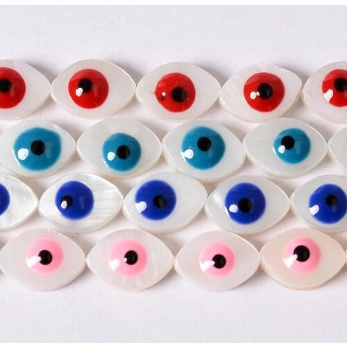 7*10mm Oval Shell Beads Evil Eye Loose Spacer Bead for Jewelry Making DIY Charm Bracelet Earrings Necklace Accessories Wholesale