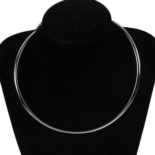 DoreenBeads 304 Stainless Steel Collar Neck Round Circle Necklace Dull Silver Color U-shaped 48cm(18 7/8") long Trendy, 1 Piece
