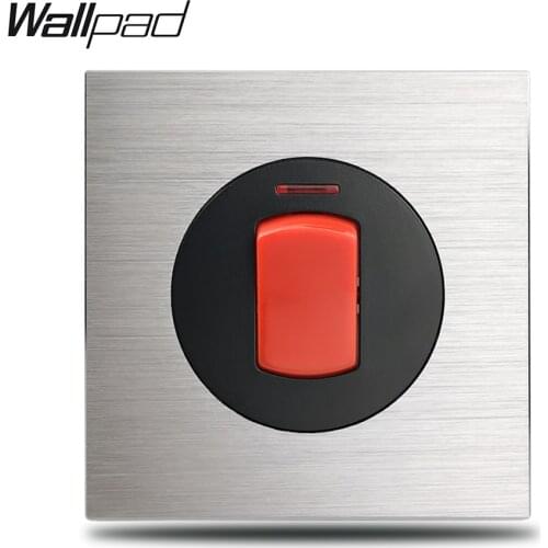 Wallpad Grey L6 Double Pole Cooker Switch Water Heater Switch 20A 45A For AC Air Conditioner Brushed Silver Aluminum Plate