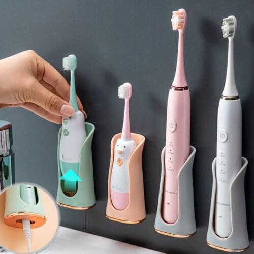 Electronic Toothbrush Charging Holder Rack Punching-free Wall Toothbrush Drainer Rack Home Decor Organizer Rack Bathroom Shelf