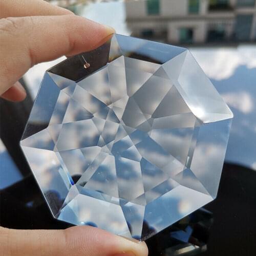 75 MM Transparent Large Octagonal Bead Crystal Prism Chandelier Set Light Cross Multi-faceted Suncatcher Visor Rainbow Accessory