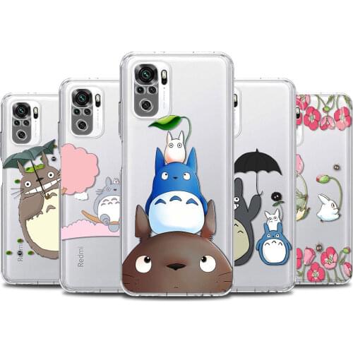 Studio Ghibli Totoro Clear Phone Case For Redmi Note 10 9 9S 9T 8 8T 7 Pro Max 5G 9 9C 9i 9A 9T Prime Power Capa Silicon Fundas