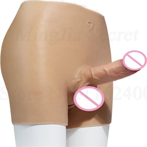 Silicone Realistic Dildo with Scrotal Female Wear Penis Pants Soft Strapon Dildos Underwear Sex Toys Women Lesbian Masturbation