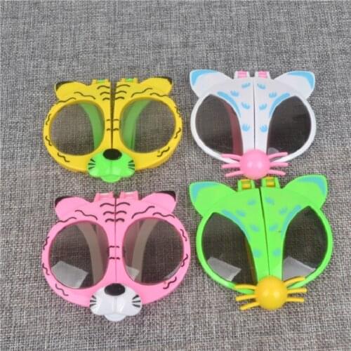 Foldable Kids Cartoon Sunglasses Girls Boys Animal Shape Kawaii Eyewear Toy 10pcs/Lot Lovely Photo Props For Kids