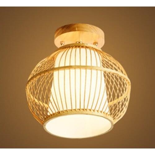 Modern Rattan LED Dome Ceiling Lights Living Room Kitchen Dining & Bar Lighting Bedroom Decoration Ceiling Lamps Bulb Corridor