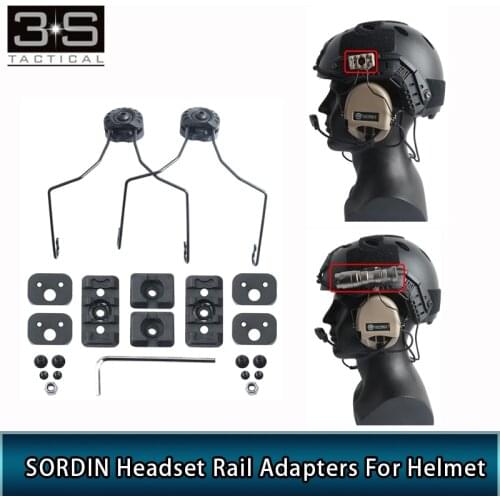 Tactical Sordin Headset Rail Adapter For ARC Rail Attachment Kit For Helmet M300 M600 Flashlight Adapter