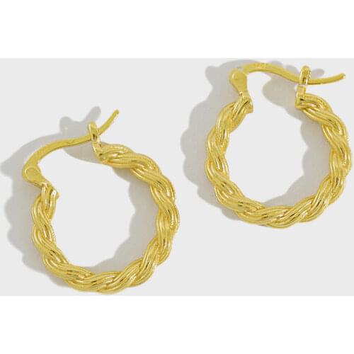 Geometric 925 sterling silver twist hoop earrings for women orecchini, 2019 gold color earings fashion jewelry brincos femme