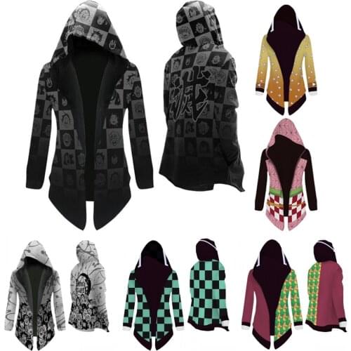 Demon Slayer Kimetsu no Yaiba Cosplay Jacket Trench Robe Cloak Costume Unisex Hooded Cape Coat