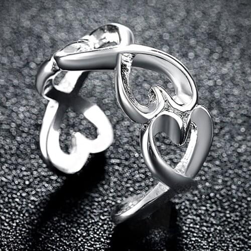 New Arrival 925 Silver Jewelry 8-Shape Love Heart Open Ring Adjustable Rings For Women Female Fashion Jewelry