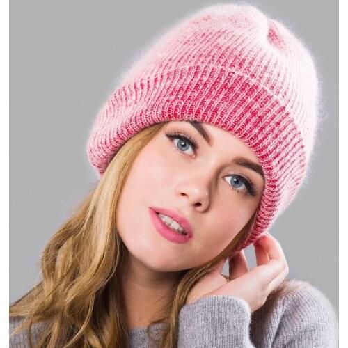 Winter Hats for Women Rabbit Fur Beanie Hat Female Knitted Skullies Beanies Solid Wool Soft Autumn Winter Cashmere Caps Bonnet