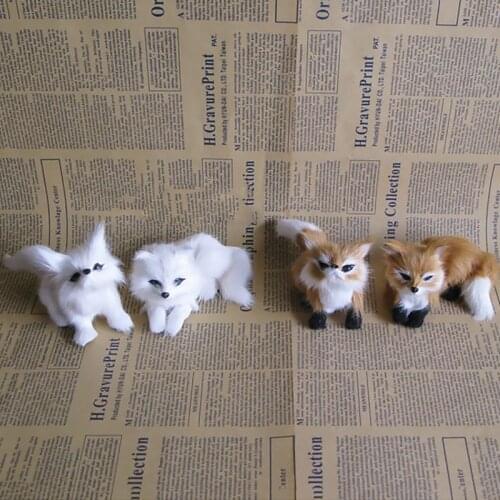 1 Pcs Simulation Brown Fox Toy Furs Squatting Fox Model Home Decoration Animals World With Static Action Figures Ornament