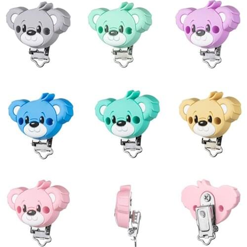 10PCS Baby Silicone Clips Pacifier Clip BPA-free Food Grade Silicone Stainless Steel Clamp Cute Pacifier Dummy Chain