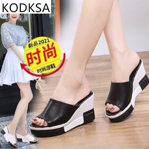 2021 Slippers, Casual Wedge High Heel Sandals, Platform Sandals, Flat Bottom Sandals heels women heels womens platform heels