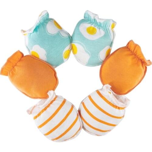 3 Pairs Baby Anti Scratching Soft Pure Cotton Gloves Newborn Handguard Mittens 97BC