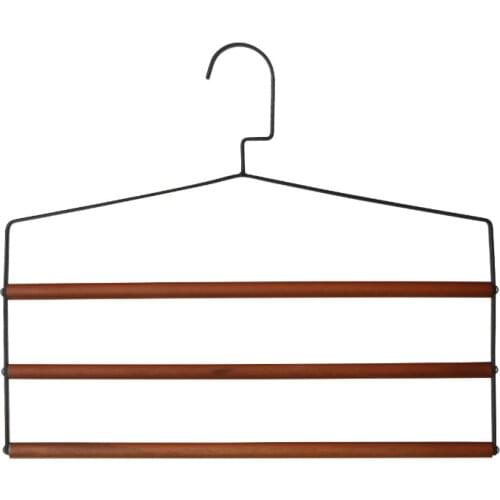 3 in 1 Pants Hanger Rack Organizer Storage Organizer Wood Iron Wardrobe Closet Trouser Scarf Hanger Perchas Para Pantalones