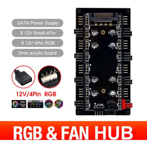 Motherboard 1 to 8 pin fan 4 Pin PWM Cooler Fan HUB Splitter Extension 12V Power Supply Socket PC Speed Controller Adapter 4D