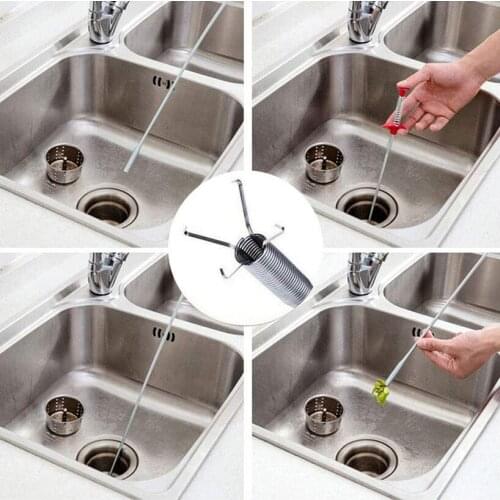 60cm Spring Pipe Dredging Tools, Drain Snake, Drain Cleaner Sticks Clog Remover Cleaning Tools Household for Kitchen Sink