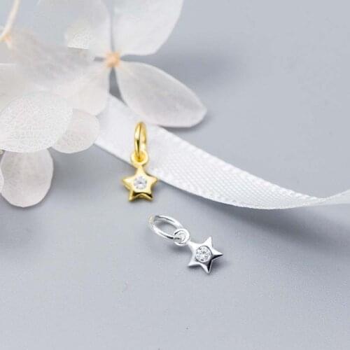 925 Sterling Silver Star Charm With Zircon Gold Silver Color Pendant With Round Ring Loop DIY Jewelry Making Dangle Earrings