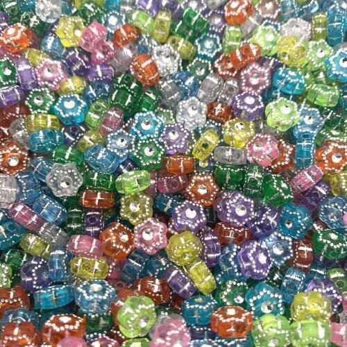 50pcs/lot 6x4mm Acrylic Hexagon Beads Spacer Loose Beads For Jewelry Making Accessories DIY Bracelet Earring Making