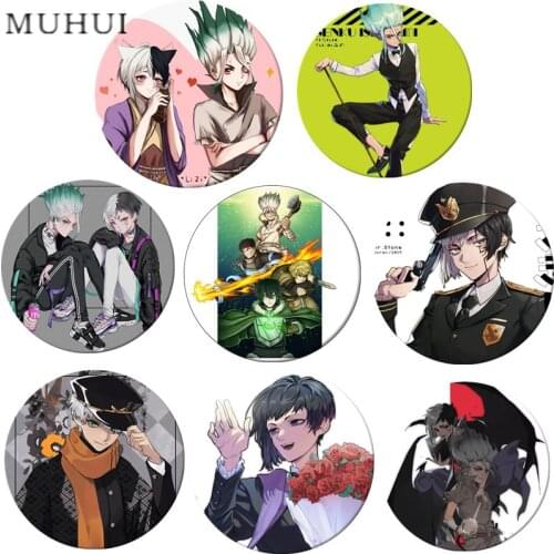 Anime Dr.Stone Cosplay Badge Ishigami Senkuu Brooch Pin Accessories For Clothes Backpack Decoration gift