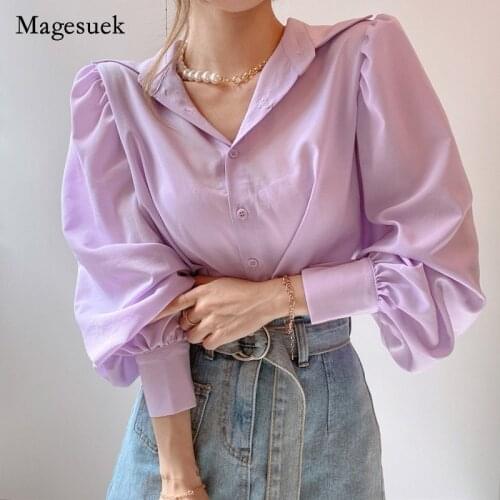 Spring Chic Solid Button Up Loose Women Shirts Plus Size Long Sleeve Women White Blouse Office Lady Tops Blusas Mujer New 12492
