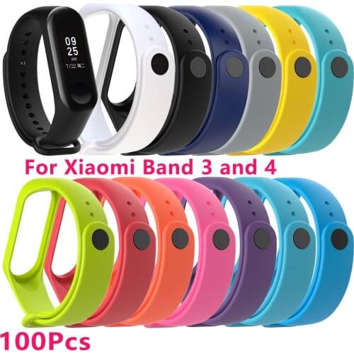 100Pcs/set Wristband for Xiaomi Band 3 4 Silicone Xiomi Band 3 Xaiomi Xiami Xaomi Xaiomy Smartband Wholesale Dropshiping