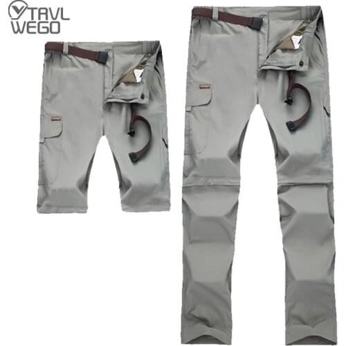 TRVLWEGO Men Quick Dry Removable Pants Spring Summer Hiking Sport Outdoor Trouser Male Fishing Trekking Pant Breathable Cool