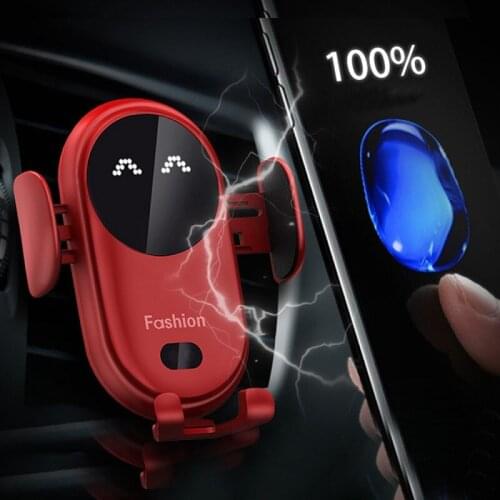 Fast Qi Wireless Car Charger Holder Quick Charging Dock Station Auto Infrared Sensor LED Mobile Phone For Iphone/Samsung/HuaWei