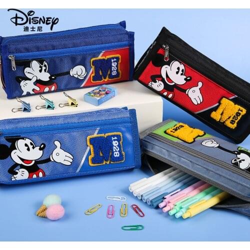 Disney pencil case cartoon Mickey retro quick-drying wear-resistant stationery bag large capacity canvas pencil bag gift