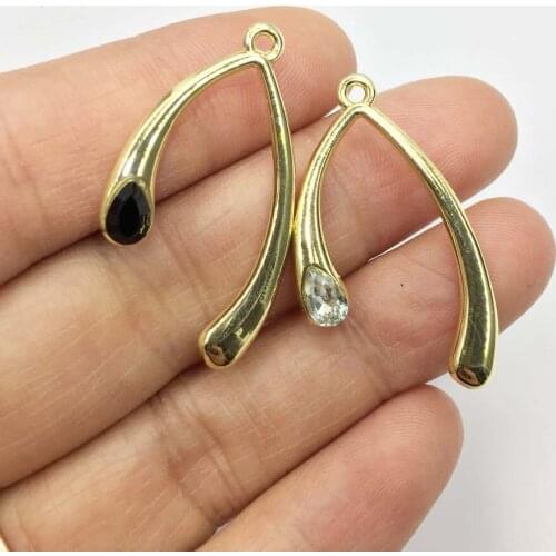 Eruifa 10pcs 18*30mm Rhinestones Gold/Silver Plated Zinc Alloy Charms Pendant Jewelry DIY Necklace 2 Colors