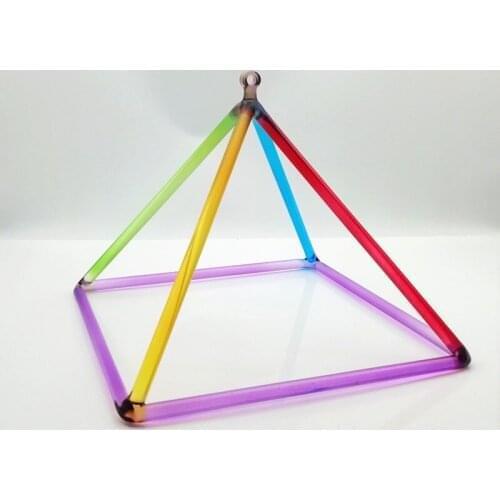 HF 7"or 8" Rainbow Colored Clear Quartz Crystal Singing Pyramid For Sound Healing