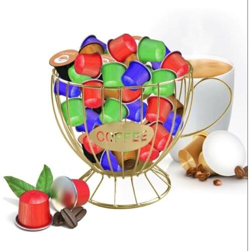 Coffee Capsule Storage Basket Wrought Iron Coffee Cup Basket Vintage Coffee Pod Organizer Holder Black For Home Cafe Hotel 2021