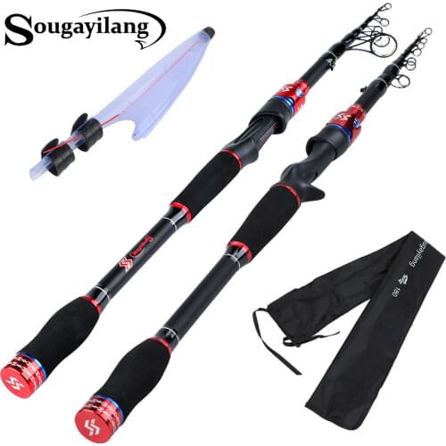 Sougayilang Carbon Spinning Casting Rod Ultralight Carbon Portable Travel Casting Fishing Pole Lure Rod Fishing Tackle Pesce