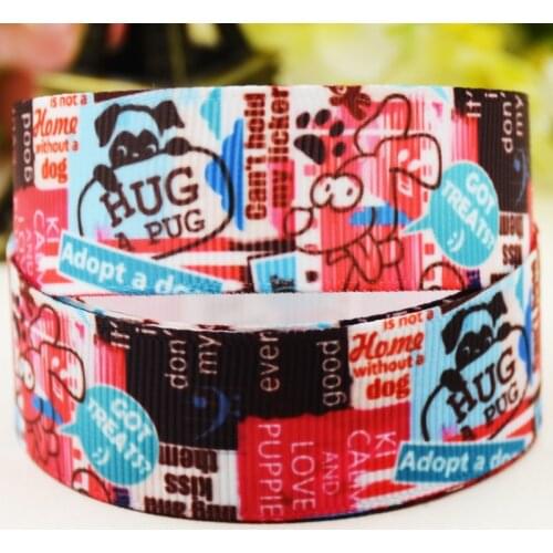 22mm 25mm 38mm 75mm Dog cartoon printed Grosgrain Ribbon party decoration 10 Yards X-04463