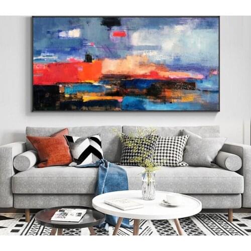 Colorful Abstract Blocks Oil Painting Printed on Canvas Wall Art Posters and Prints Wall Picture for Living Bedroom Home Decor
