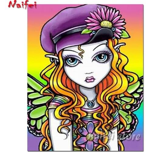 Cute Rainbow Butterfly Fairy 5d full Diamond Painting kids gift Mosaic big eyes girl Embroidery Cross Stitch Cartoon Diamond Art