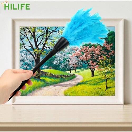 Soft Turkey Feather Duster for Furniture Car Clean Household Home Cleaning Tools 4 Colors Long Handle Dust Brush