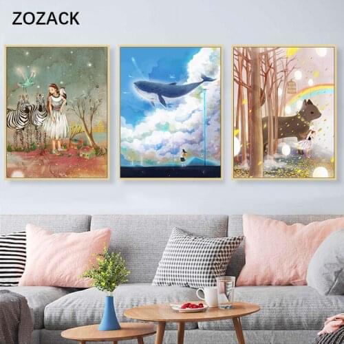 New Needlework,DIY Cross stitch Sets For Embroidery kits Cartoon cat whale zebra girl Pattern Printed punto de cruz Cross-Stitch