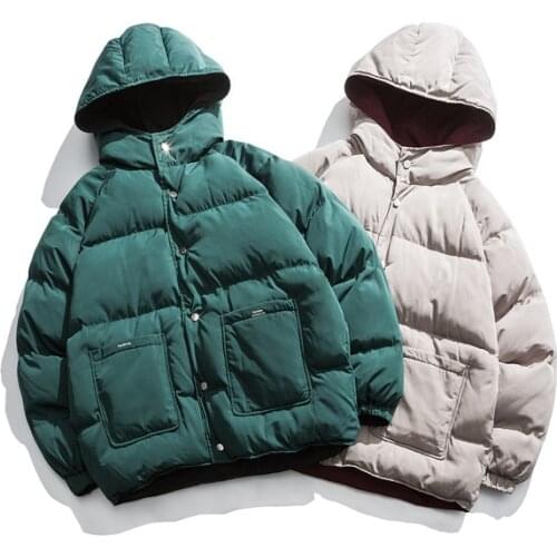 Wears a winter solid-colored hoodie and thick warm cotton dress for the hong Kong wind Korean version of the 2020 coat