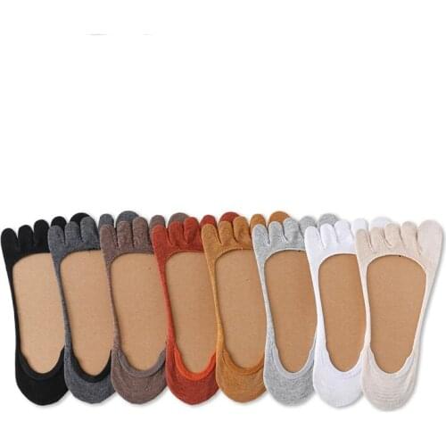 Hot Selling Five Fingers Women Socks Simple Solid Color High Quality Cotton Womens Boat Socks Girls Female Invisible Socks