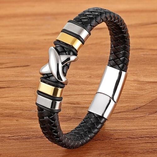 TYO 2019 New Spacial Genuine Leather Bracelets For Men Geometric Combination Gold Color High Quality For Big Selling Discount