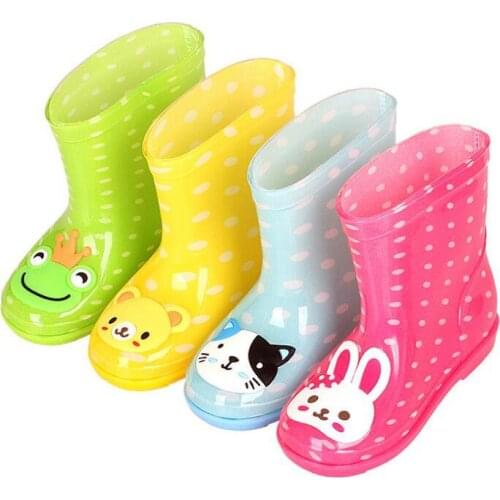 New Baby Boots Kid Rain Boots With Cartoon Printing Girls Children Rain Shoes Bow Waterproof Child Rubber Boots Infant Shoes