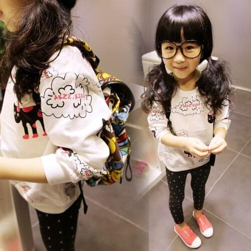 New Arrival Baby Girls Sweatshirts Spring Autumn Children Cartoon Cats printing Long Sleeves Sweater Kids T-shirt Clothes