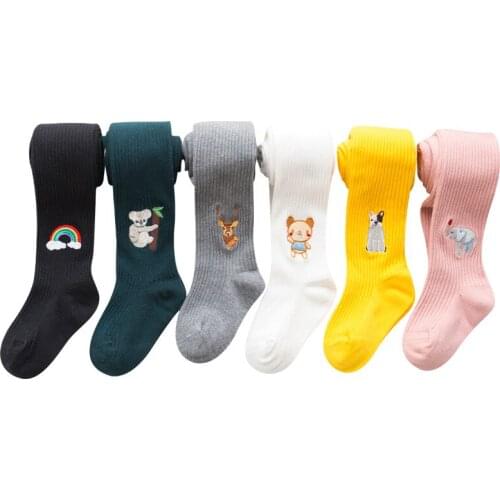 Autumn Winter Long Kids Socks Baby Girls Embroidery Socks & Leg Warmers Newborn Socks