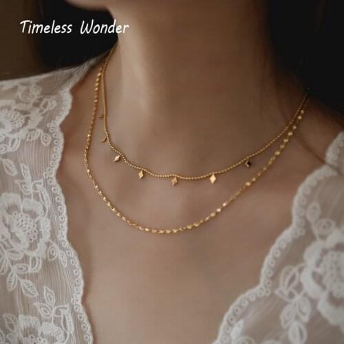 Timeless Wonder Titanium Layered Geo Pave Choker Necklace for Women Fashion Jewelry Goth Designer Party Not Fade Ins Egirl 2392