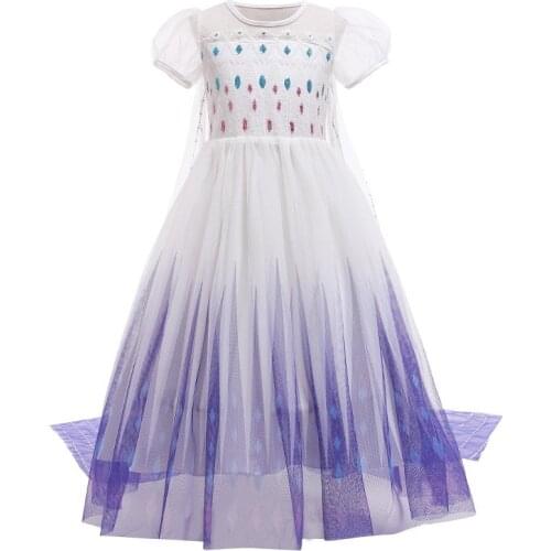 2021 Fancy Princess Dresses for Children Long Sleeve Skirt Girls Christmas Dress Cosplay Costume Party Clothing Blue Long Skirt