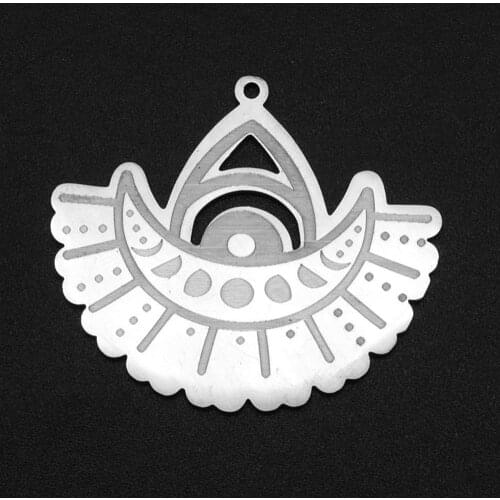 5pcs/lot 100% Stainless Steel Fan Solar Eclipse DIY Earring Charm Pendant Wholesale Top Quality Jewelry Bracelet Making