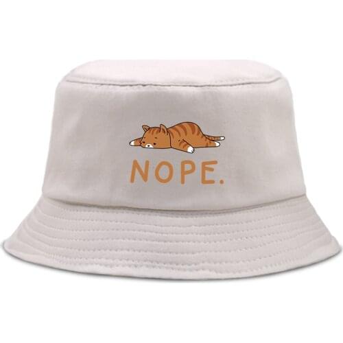 Small Cat Character Letters Cartoon Print WomenS Bob Hat Casual Fishing MenS Panama Hats Casual Foldable Bucket Cap For Man